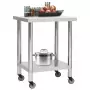 Tavolo da Lavoro Cucina con Ruote 80x30x85 cm in Acciaio Inox