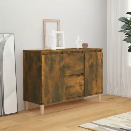 Credenza Rovere Fumo 103,5x35x70 cm in Legno Multistrato