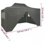 Gazebo Professionale Pieghevole 4 Pareti 3x4m Acciaio Antracite