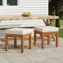 Sgabelli da Giardino con Cuscini 2pz 40x40x42cm Massello Acacia