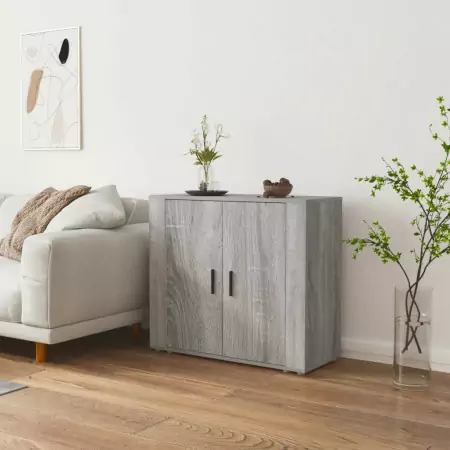 Credenza Grigio Sonoma 80x33x70 cm in Legno Multistrato