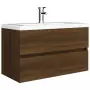 Mobile Bagno Lavabo Integrato Rovere Marrone Legno Multistrato