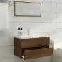 Mobile Bagno Lavabo Integrato Rovere Marrone Legno Multistrato