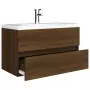 Mobile Bagno Lavabo Integrato Rovere Marrone Legno Multistrato