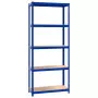 Scaffali a 5 Ripiani 3 pz Blu in Acciaio e Legno Multistrato