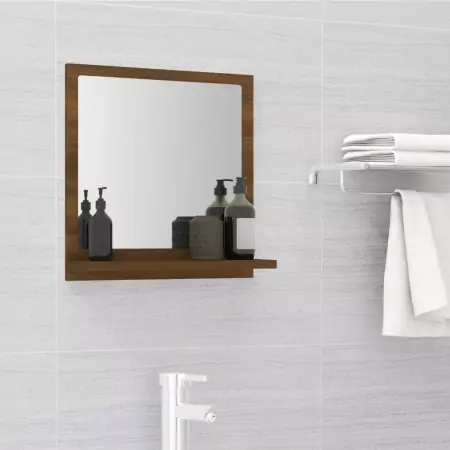 Specchio da Bagno Rovere Marrone 40x10,5x37cm Legno Multistrato