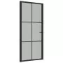 Porta Interna 93x201,5 cm Nero Opaco Vetro e Alluminio