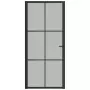 Porta Interna 93x201,5 cm Nero Opaco Vetro e Alluminio