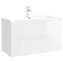 Mobile Bagno con Lavabo Integrato Bianco Lucido in Truciolato