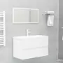 Mobile Bagno con Lavabo Integrato Bianco Lucido in Truciolato