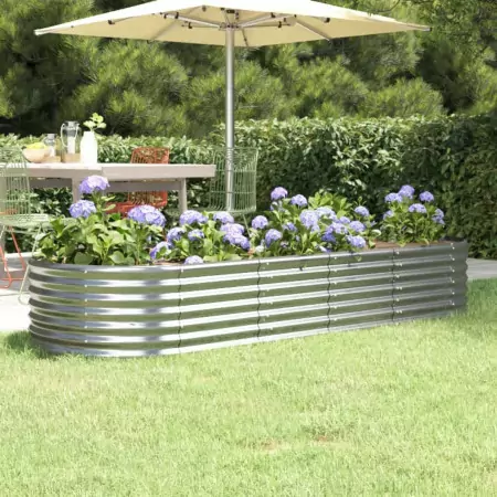 Vaso Giardino Acciaio Verniciato a Polvere 224x80x36 cm Argento