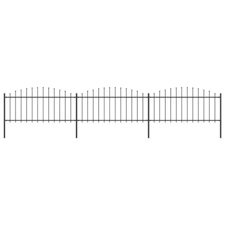 Recinzione Giardino Punta a Lancia (0,5-0,75)x5,1m Acciaio Nera