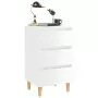 Comodini con Gambe in Legno 2 pz Bianco Lucido 40x35x69 cm