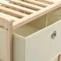 Mobiletto Stoccaggio Legno di Cedro e 3 Cesti in Tessuto Beige