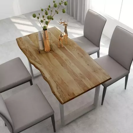 Tavolo da Pranzo 140x70x76 cm in Legno Massello di Acacia