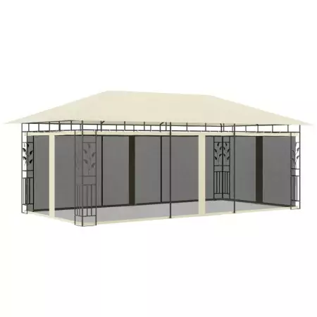 Gazebo con Zanzariera 6x3x2,73 m Crema