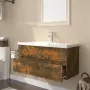 Mobile Bagno con Lavabo Integrato Rovere Fumo Legno Multistrato