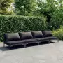 Set Divani da Giardino 4pz con Cuscini Polyrattan Grigio Scuro