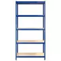 Scaffali a 5 Ripiani 5 pz Blu in Acciaio e Legno Multistrato