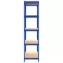 Scaffali a 5 Ripiani 4 pz Blu in Acciaio e Legno Multistrato