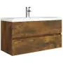 Mobile Sottolavabo Rovere Fumo 90x38,5x45 cm Legno Multistrato