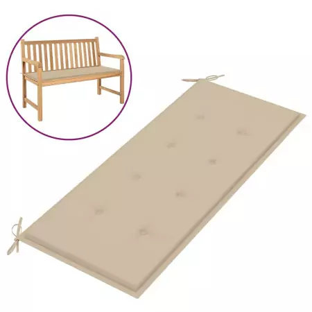 Cuscino per Panca da Giardino Beige 120x50x3 cm