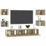 Set Porta TV 7 pz Rovere Sonoma in Truciolato