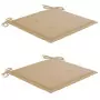 Sedie da Giardino con Cuscini Beige 2 pz in Massello di Teak