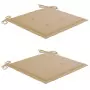 Sedie da Giardino con Cuscini Beige 2 pz in Massello di Teak