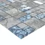 Piastrelle Mosaico 11 pz Grigio e Blu 30x30 cm in Vetro