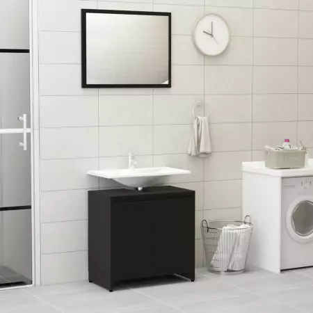 Set Mobili da Bagno Nero in Truciolato