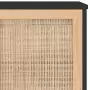 Credenza Nera 105x30x60cm Legno Massello Pino e Rattan Naturale