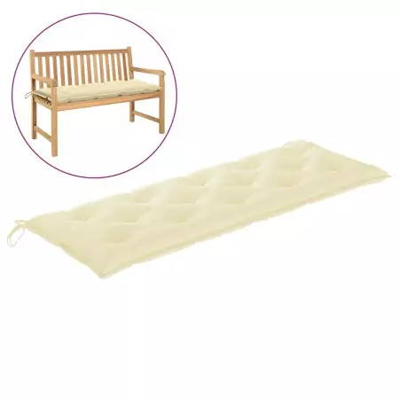 Cuscino per Panca da Giardino Bianco Crema 150x50x7 cm Tessuto