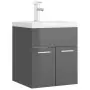 Mobile Bagno con Lavabo Integrato Grigio Lucido in Truciolato