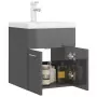 Mobile Bagno con Lavabo Integrato Grigio Lucido in Truciolato