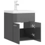 Mobile Bagno con Lavabo Integrato Grigio Lucido in Truciolato