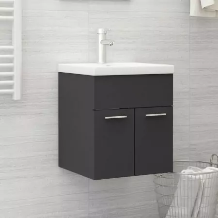 Mobile da Bagno con Lavabo Integrato Grigio in Truciolato