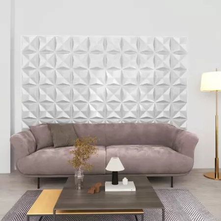 Pannelli Murali 3D 24 pz 50x50 cm Origami Bianco 6 m²