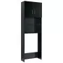 Mobile per Lavatrice Nero Lucido 64x25,5x190 cm