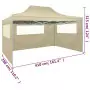 Gazebo Professionale Pieghevole con 3 Pareti 3x4m Acciaio Crema