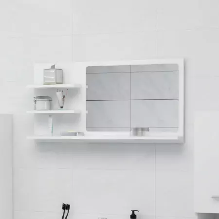 Specchio da Bagno Bianco 90x10,5x45 cm in Truciolato