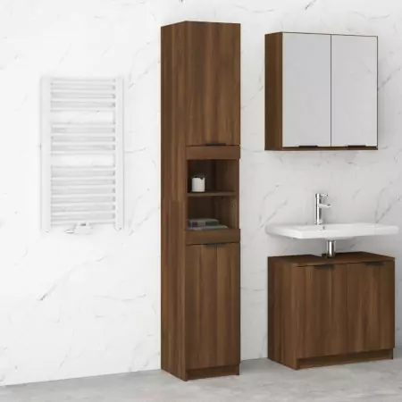 Armadietto Bagno Rovere Marrone 32x34x188,5cm Legno Multistrato