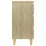 Comodini con Gambe in Legno Massello 2 pz Rovere 40x35x69 cm