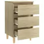 Comodini con Gambe in Legno Massello 2 pz Rovere 40x35x69 cm