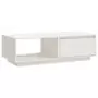 Tavolino da Salotto Bianco 110x50x33,5cm Legno Massello di Pino