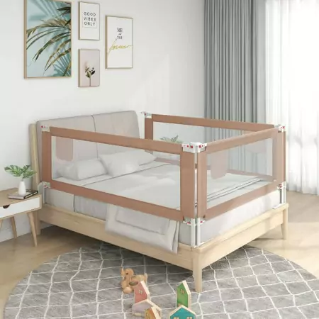 Sponda Letto di Sicurezza per Bambini Tortora 120x25 cm Tessuto