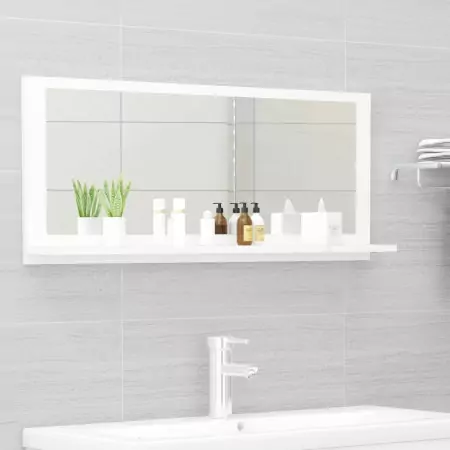 Specchio da Bagno Bianco 90x10,5x37 cm in Truciolato