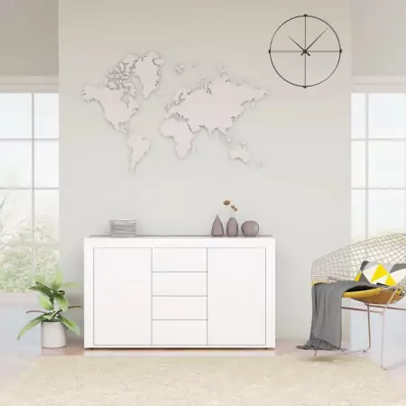 Credenza Bianco Lucido 120x36x69 cm in Truciolato