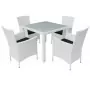 Set da Pranzo da Giardino 5 pz in Polyrattan Bianco Crema