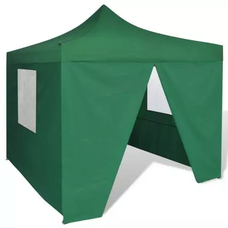 Tenda Pieghevole Verde 3 x 3 m con 4 Pareti